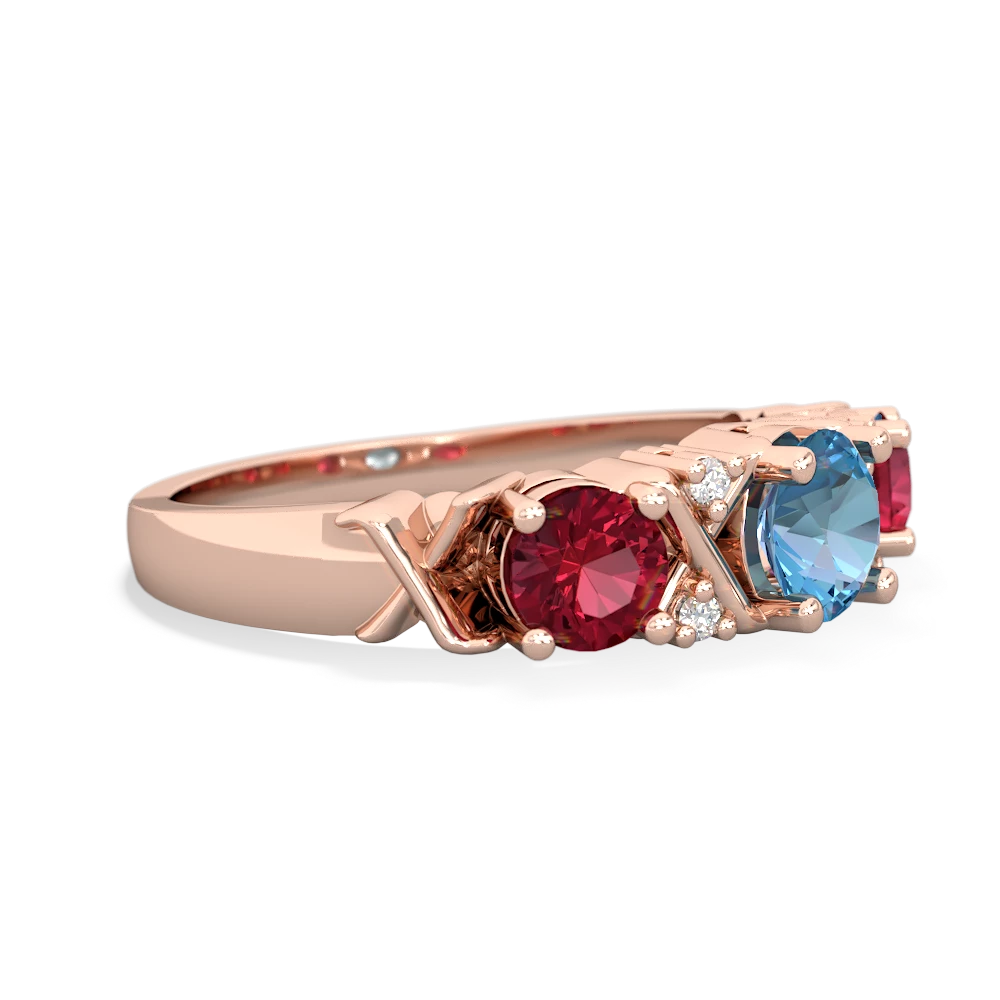 Blue Topaz Hugs And Kisses 14K Rose Gold ring R5016