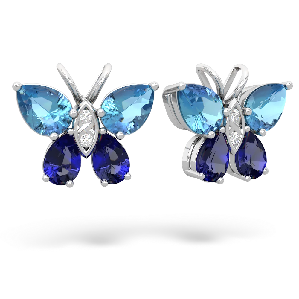 Blue Topaz Butterfly 14K White Gold earrings E2215