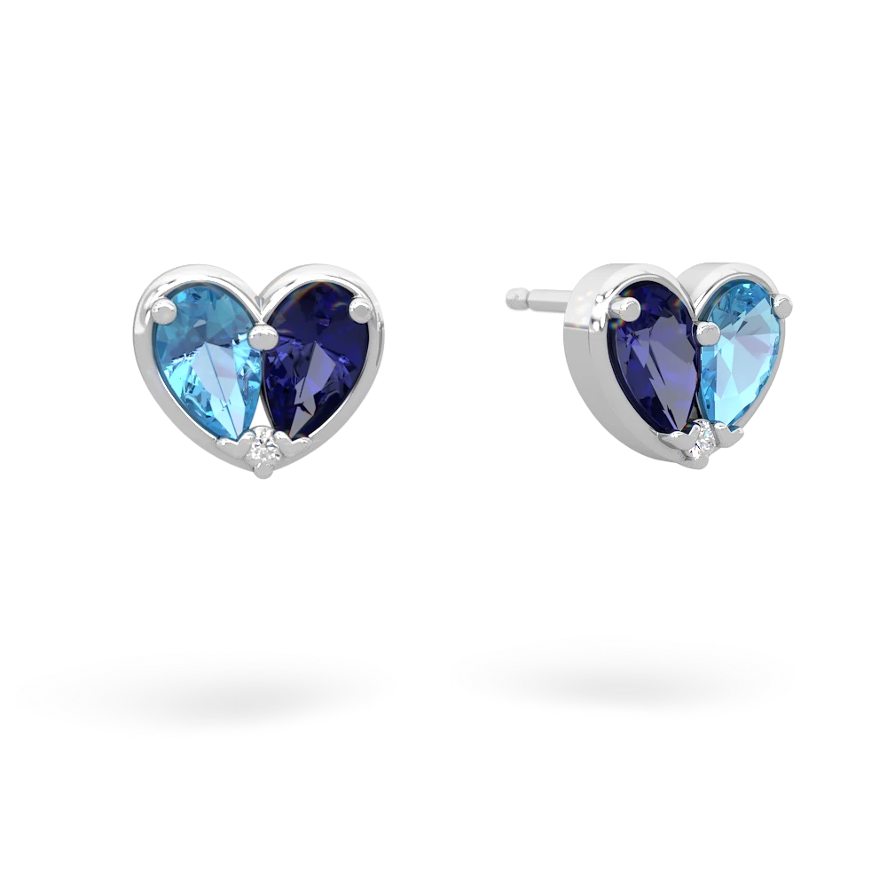 Blue Topaz 'Our Heart' 14K White Gold earrings E5072