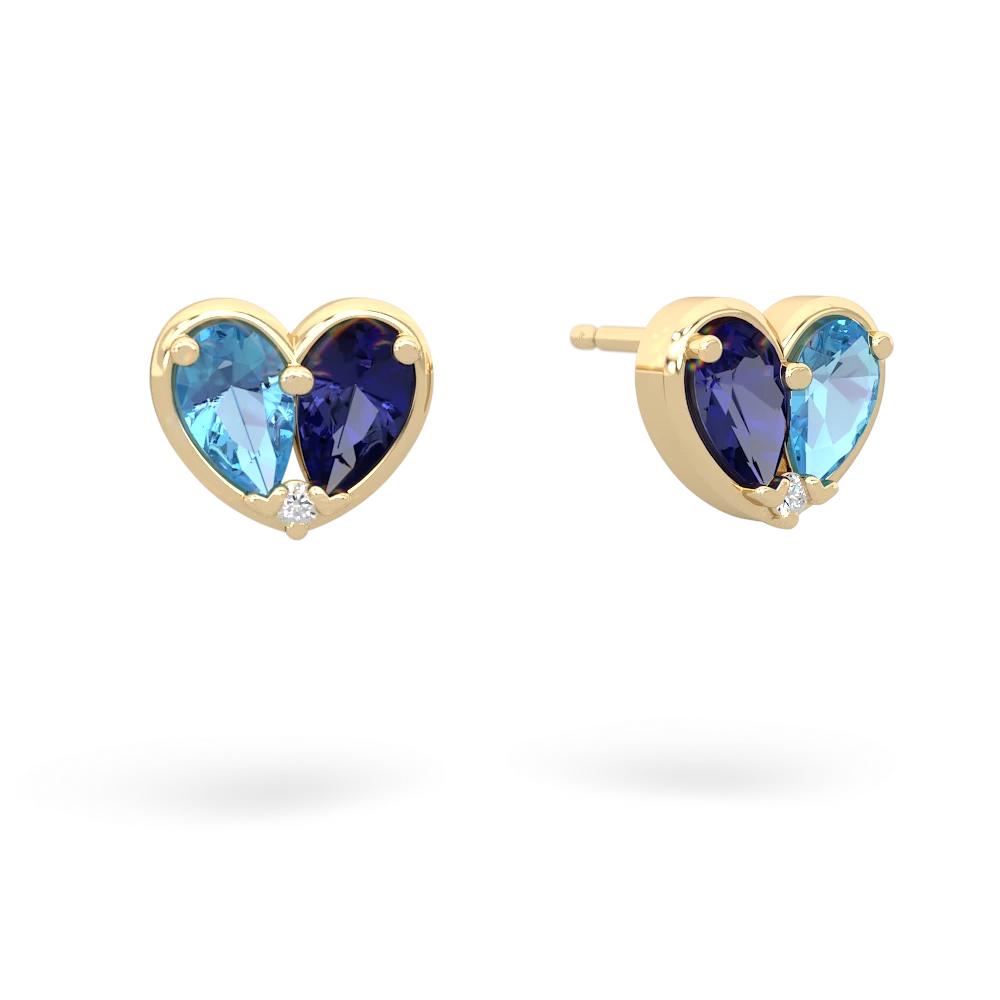 Blue Topaz 'Our Heart' 14K Yellow Gold earrings E5072