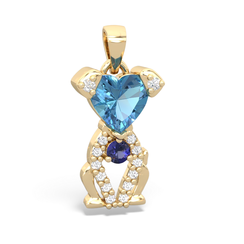 Blue Topaz Puppy Love 14K Yellow Gold pendant P5800