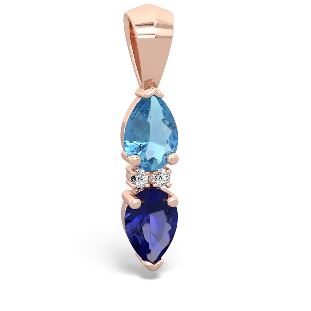 Blue Topaz Bowtie Drop 14K Rose Gold pendant P0865