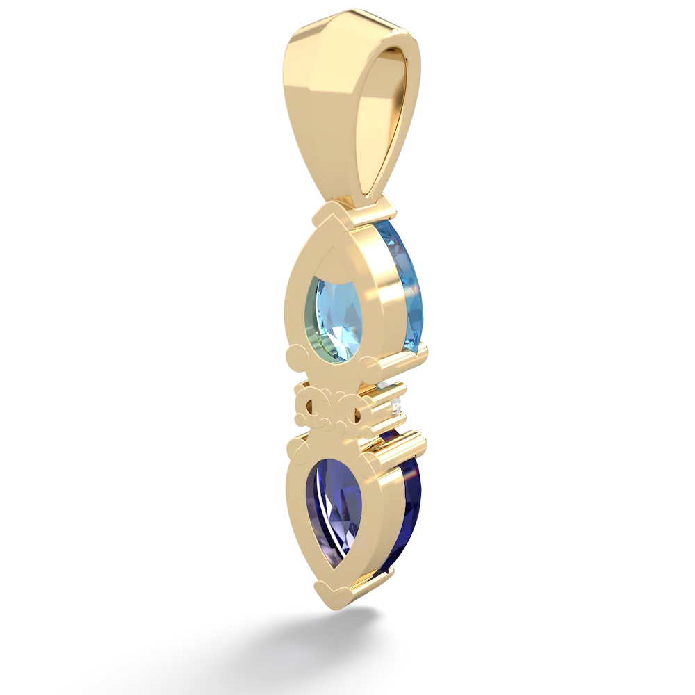 Blue Topaz Bowtie Drop 14K Yellow Gold pendant P0865