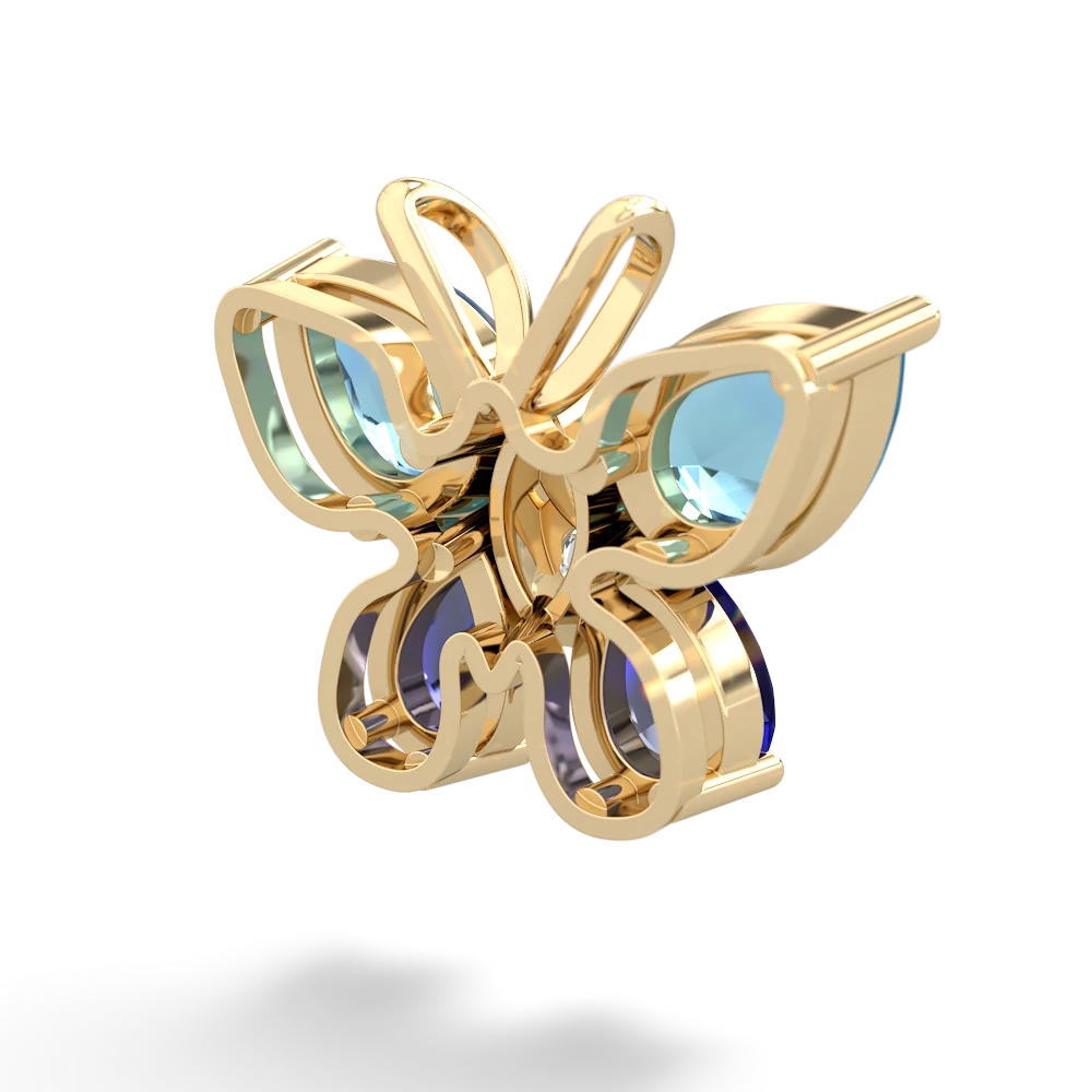 Blue Topaz Butterfly 14K Yellow Gold pendant P2215