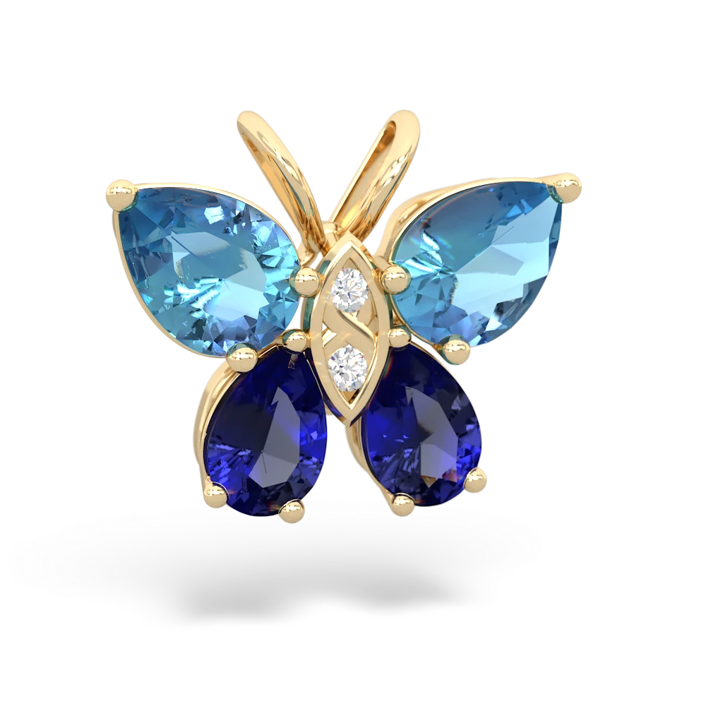 Blue Topaz Butterfly 14K Yellow Gold pendant P2215