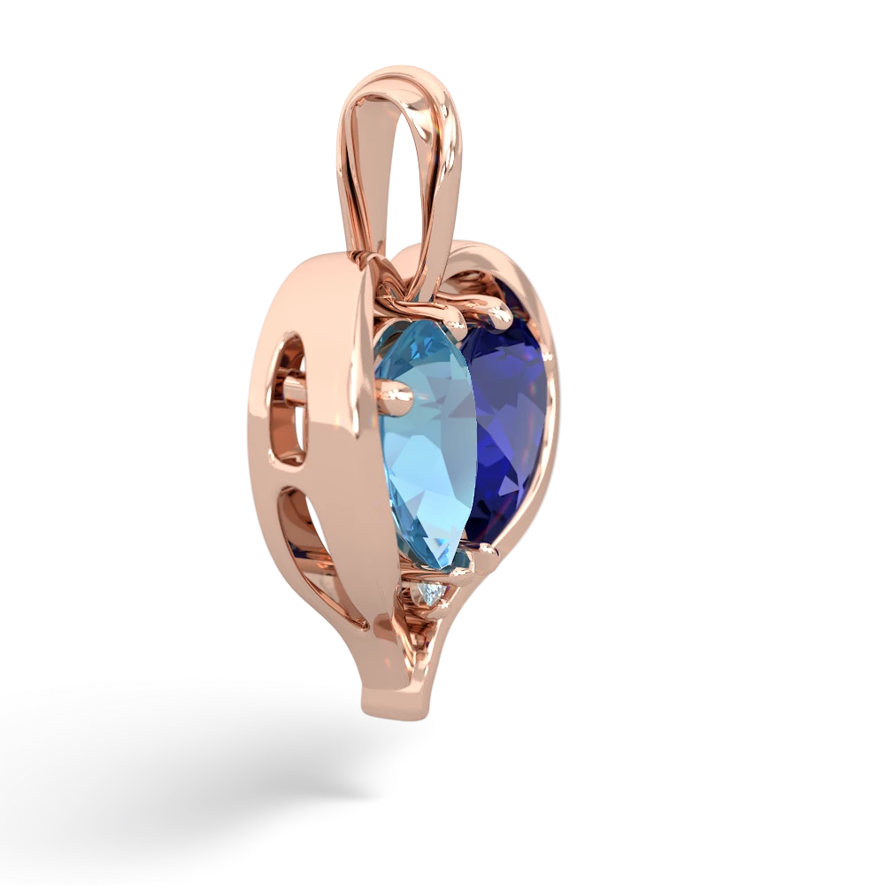 Blue Topaz Two Become One 14K Rose Gold pendant P5330