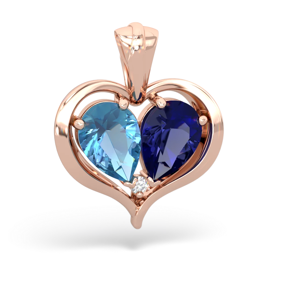 Blue Topaz Two Become One 14K Rose Gold pendant P5330