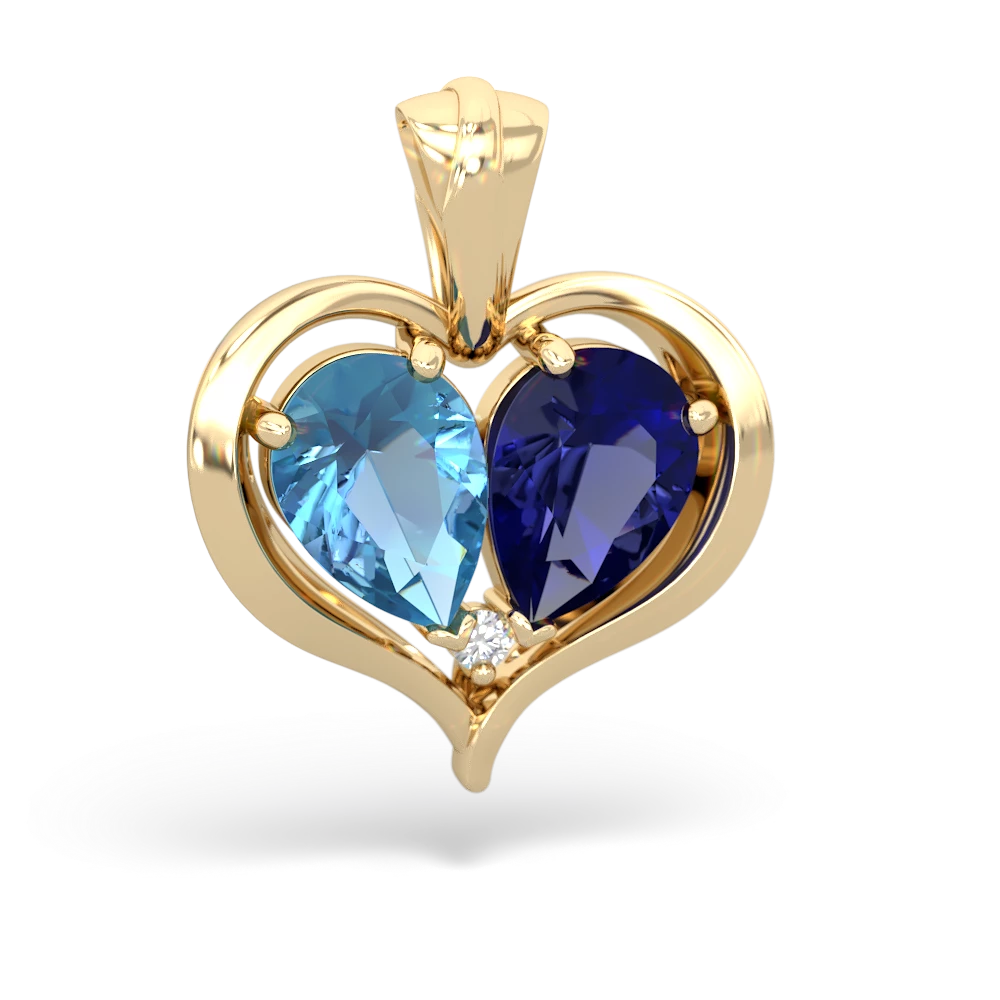 Blue Topaz Two Become One 14K Yellow Gold pendant P5330