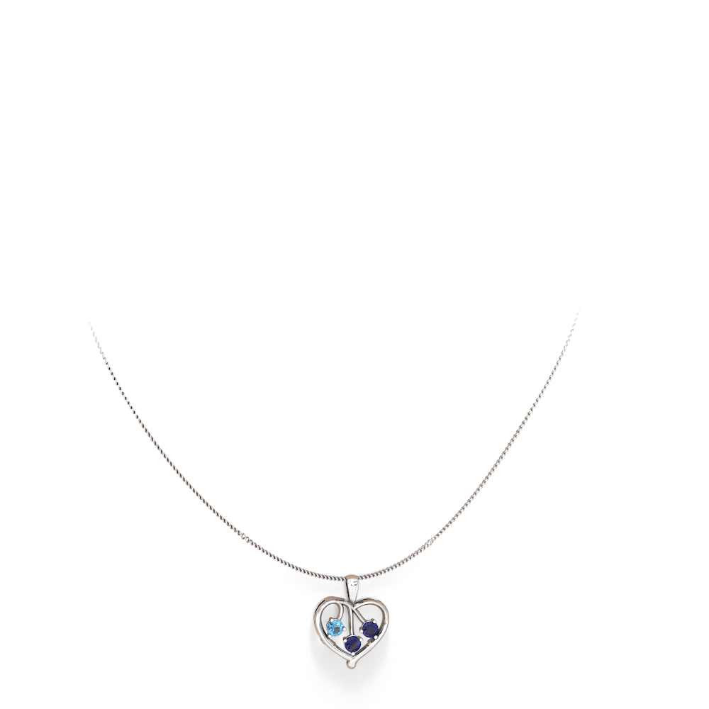 Blue Topaz Glowing Heart 14K White Gold pendant P2233