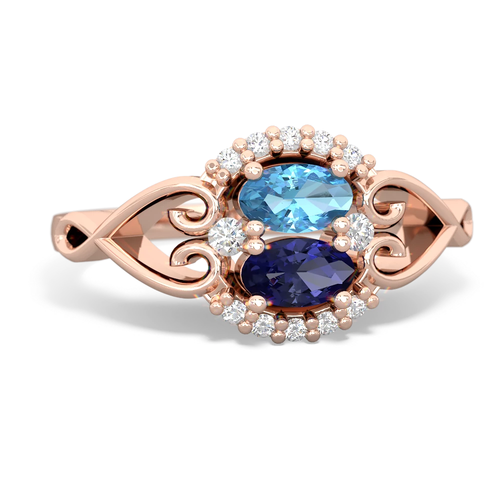 Blue Topaz Love Nest 14K Rose Gold ring R5860