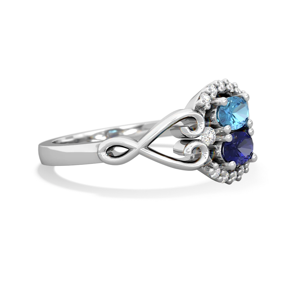 Blue Topaz Love Nest 14K White Gold ring R5860