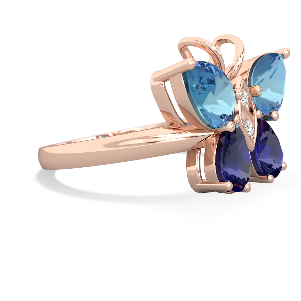 Blue Topaz Butterfly 14K Rose Gold ring R2215