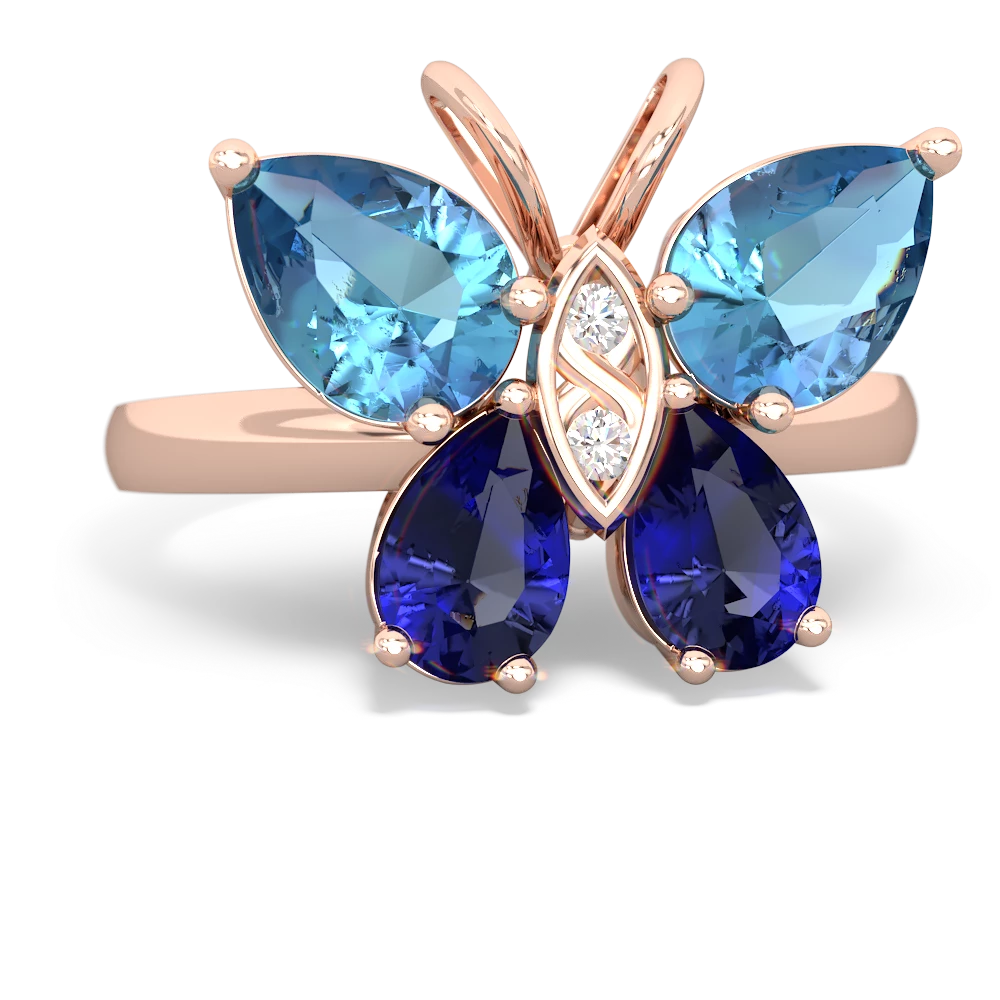 Blue Topaz Butterfly 14K Rose Gold ring R2215