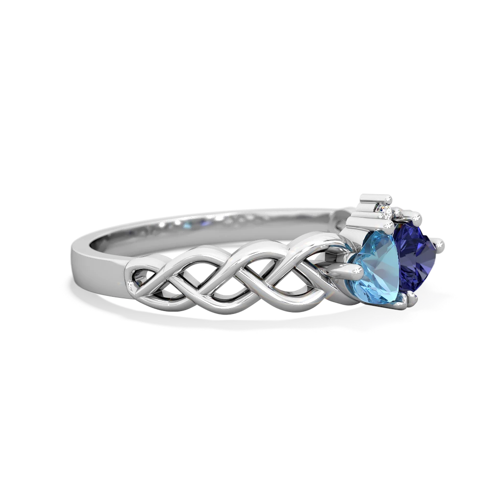 Blue Topaz Heart To Heart Braid 14K White Gold ring R5870