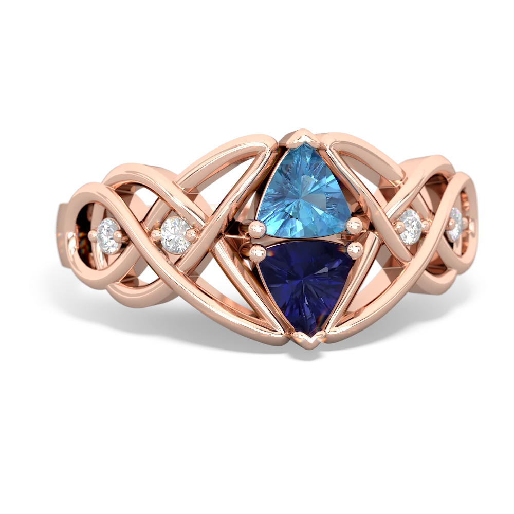 Blue Topaz Keepsake Celtic Knot 14K Rose Gold ring R5300