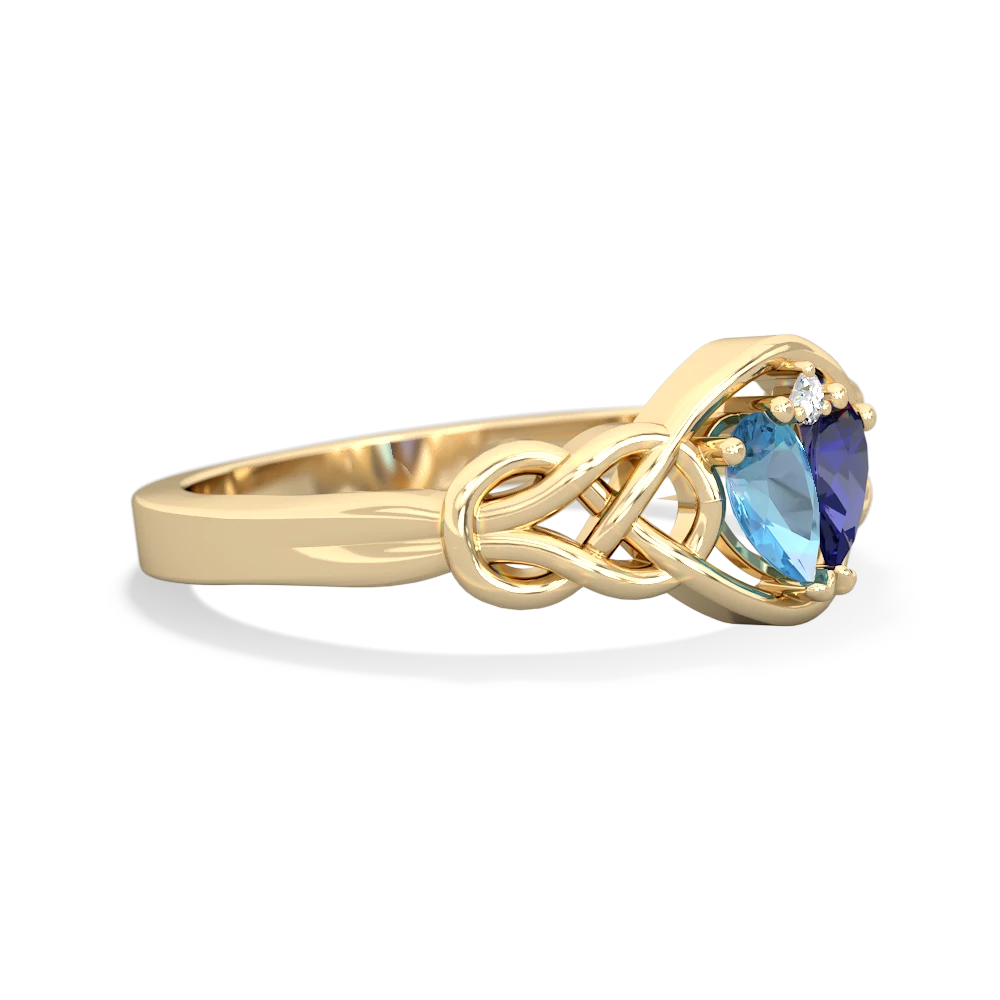 Blue Topaz Celtic Love Knot 14K Yellow Gold ring R5420