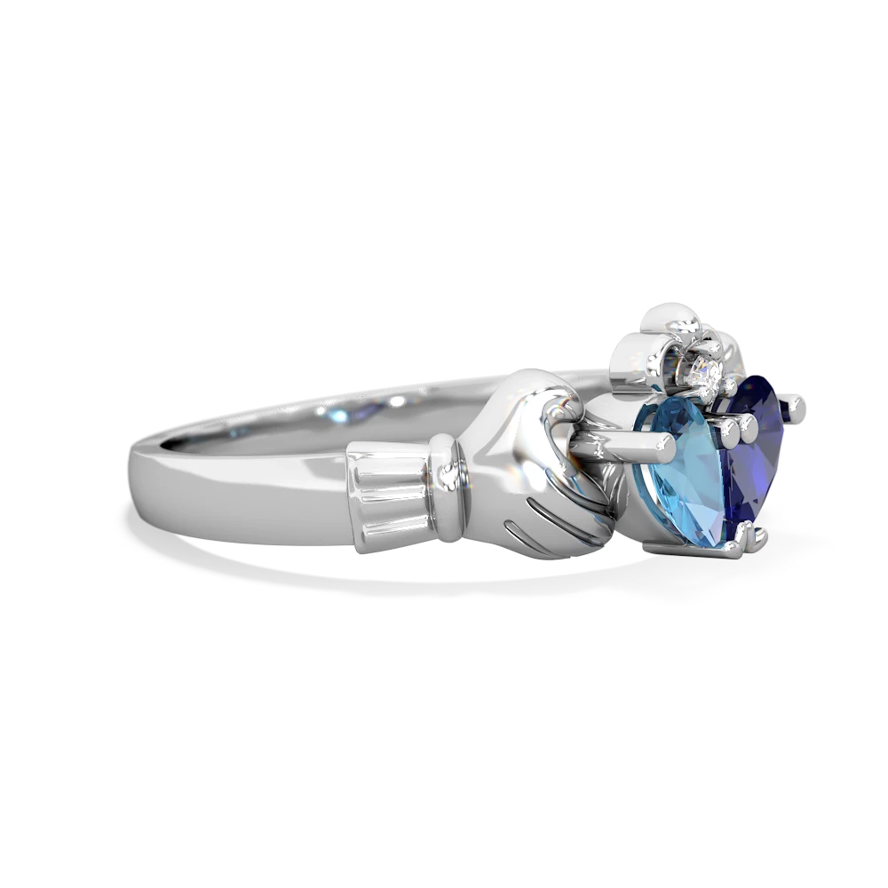 Blue Topaz 'Our Heart' Claddagh 14K White Gold ring R2388