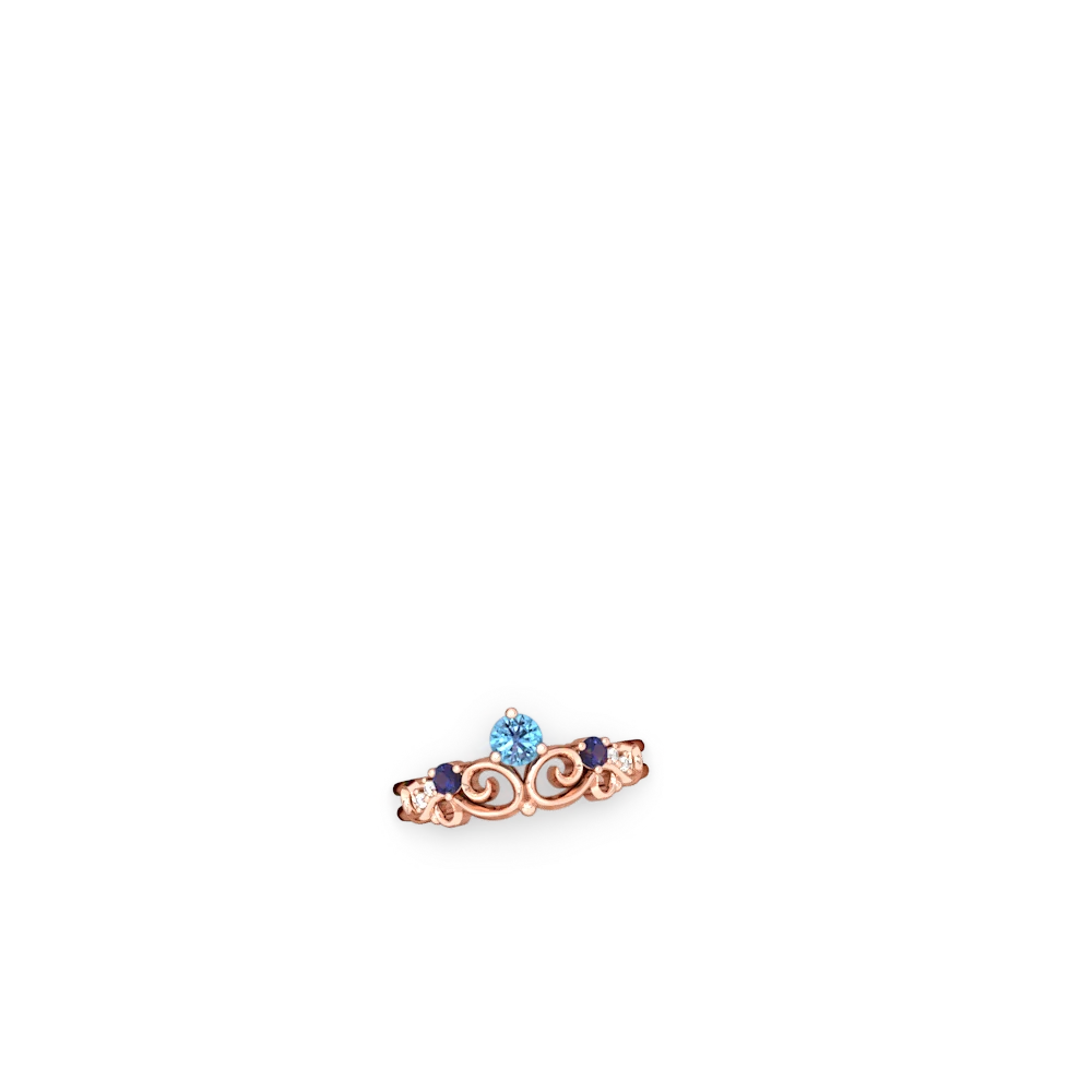 Blue Topaz Crown Keepsake 14K Rose Gold ring R5740