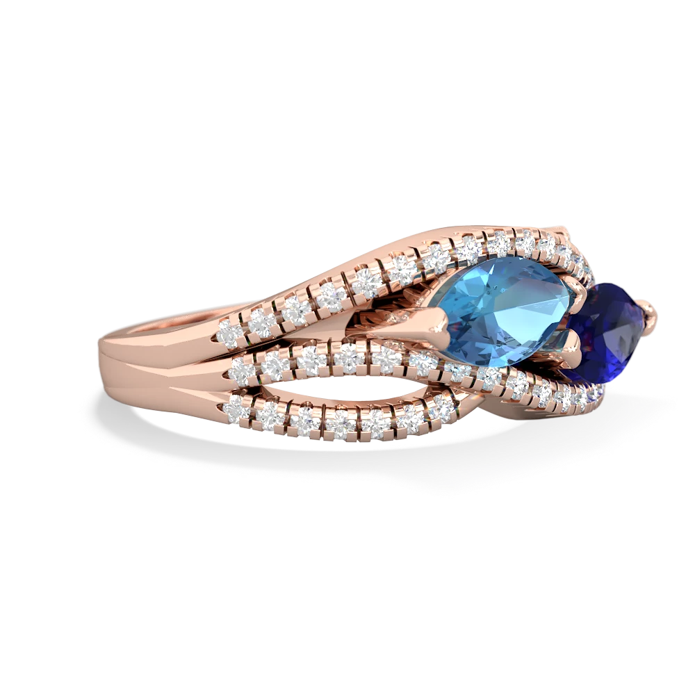 Blue Topaz Diamond Rivers 14K Rose Gold ring R3070