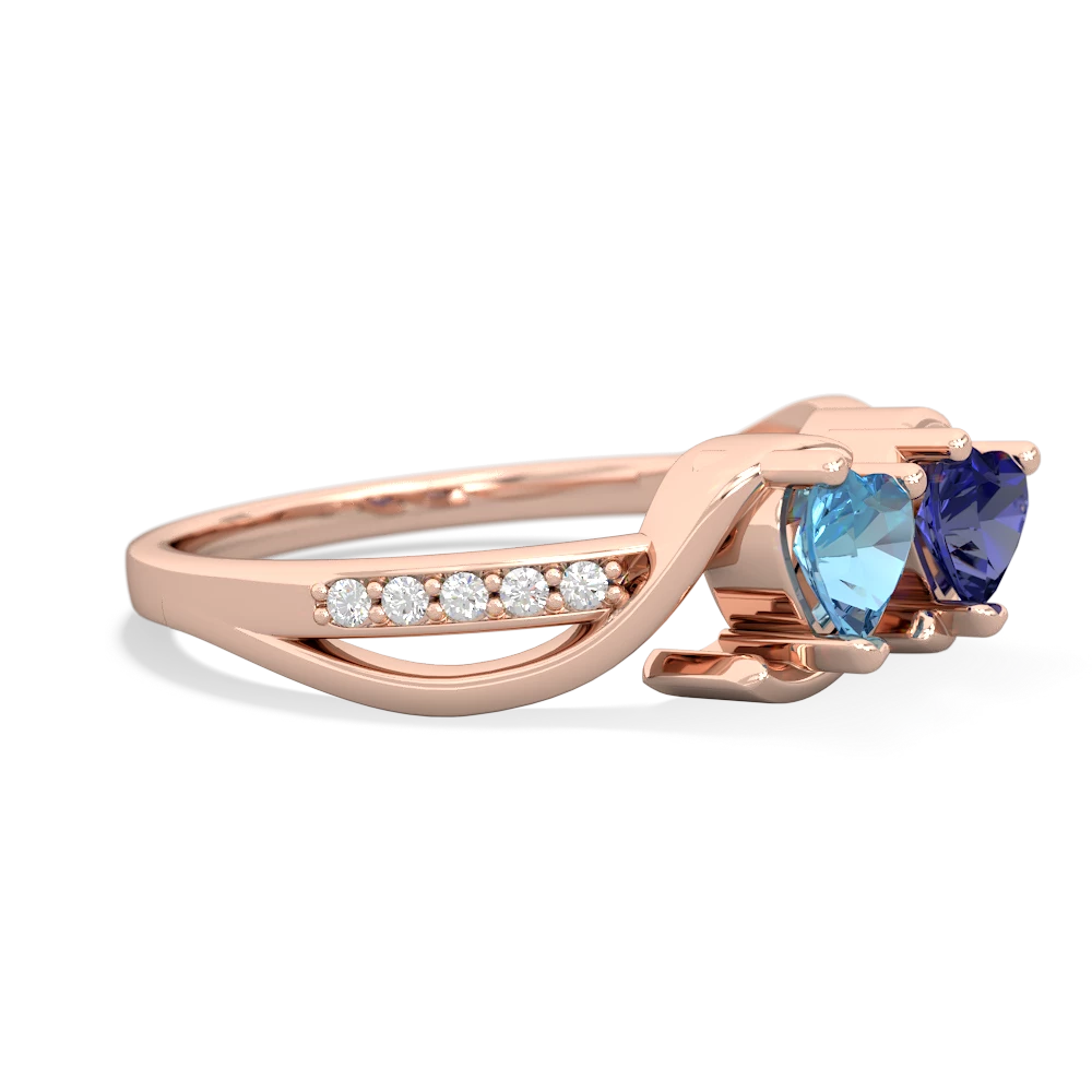 Blue Topaz Side By Side 14K Rose Gold ring R3090