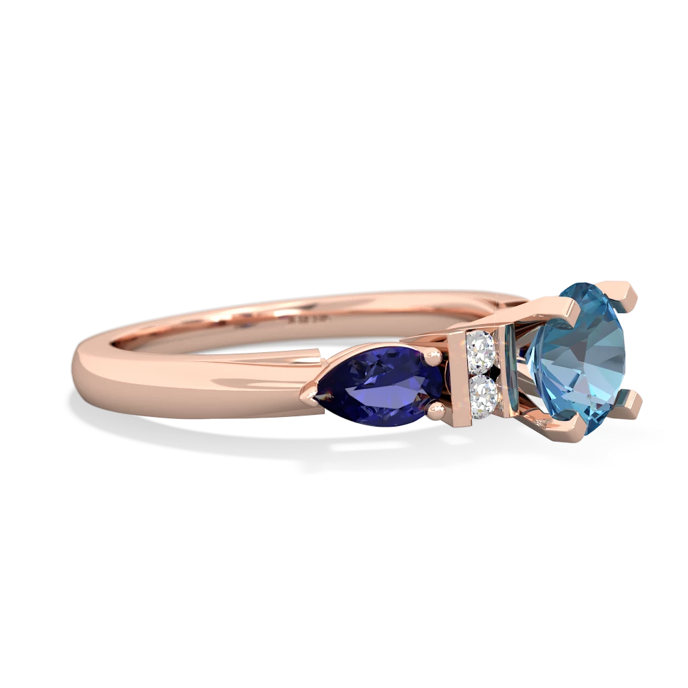 Blue Topaz 6Mm Round Eternal Embrace Engagement 14K Rose Gold ring R2005