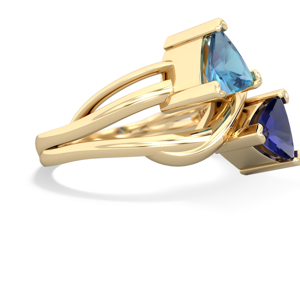 Blue Topaz Split Band Swirl 14K Yellow Gold ring R2341