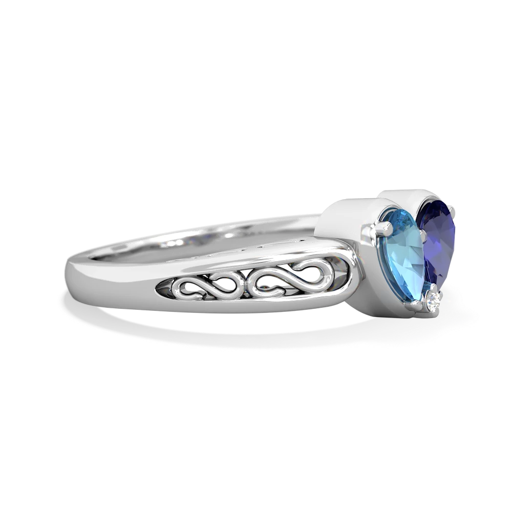 Blue Topaz Filligree 'One Heart' 14K White Gold ring R5070