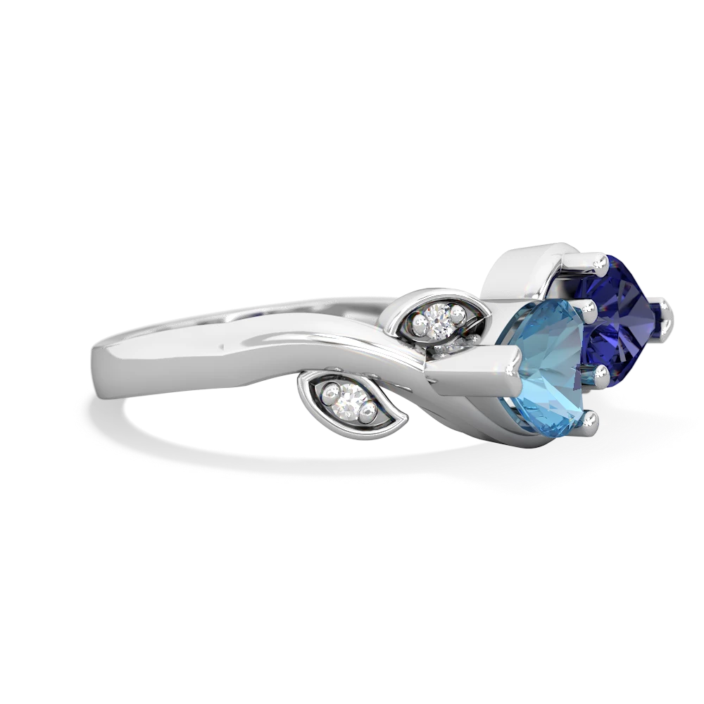 Blue Topaz Floral Elegance 14K White Gold ring R5790