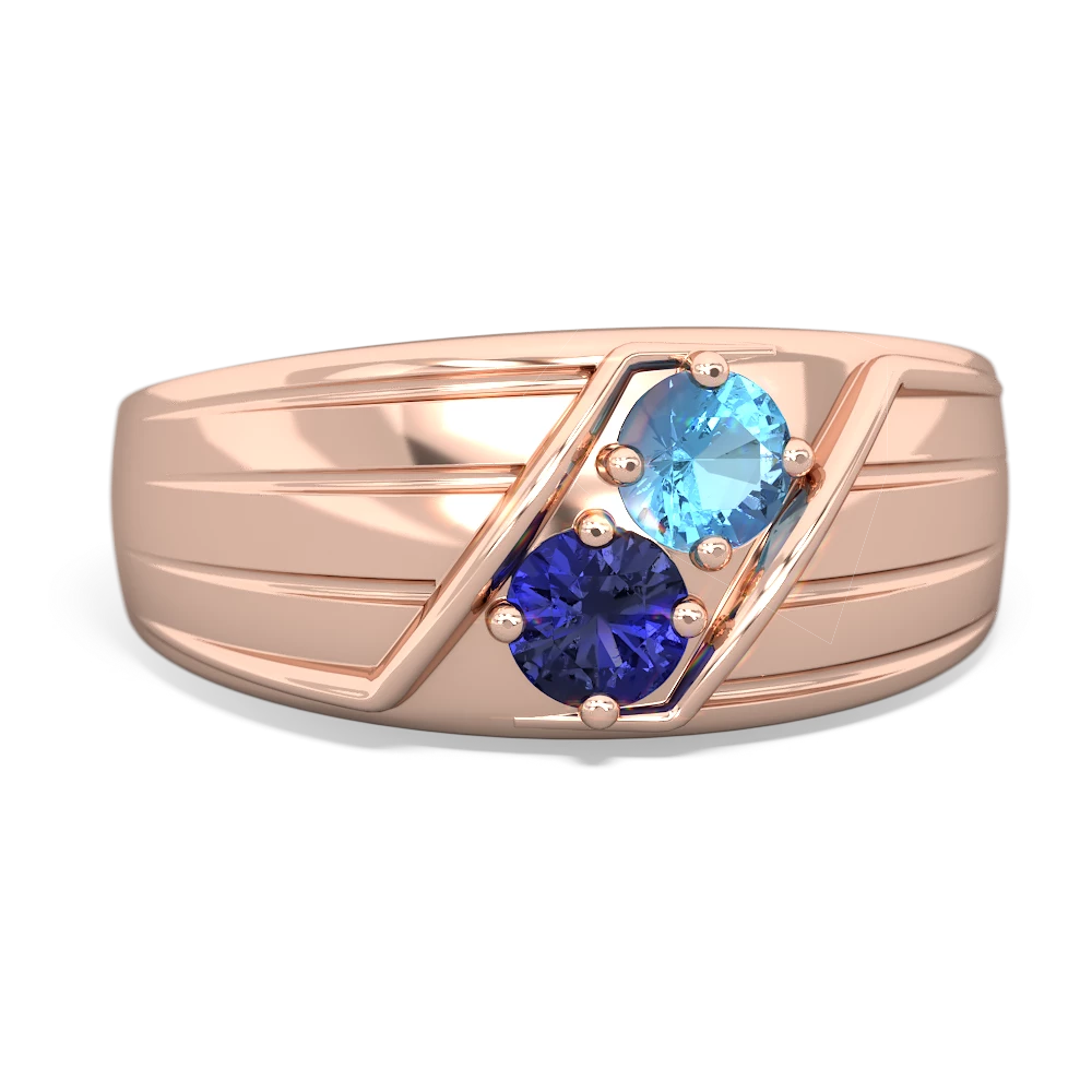 Blue Topaz Men's Streamline 14K Rose Gold ring R0460