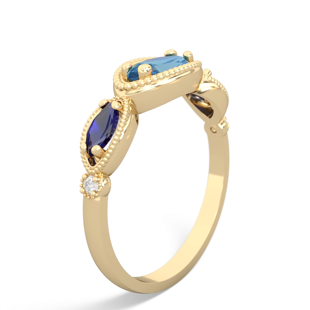 Blue Topaz Milgrain Marquise 14K Yellow Gold ring R5700