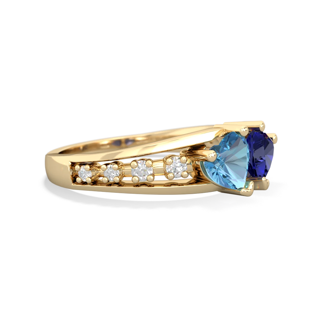 Blue Topaz Heart To Heart 14K Yellow Gold ring R3342