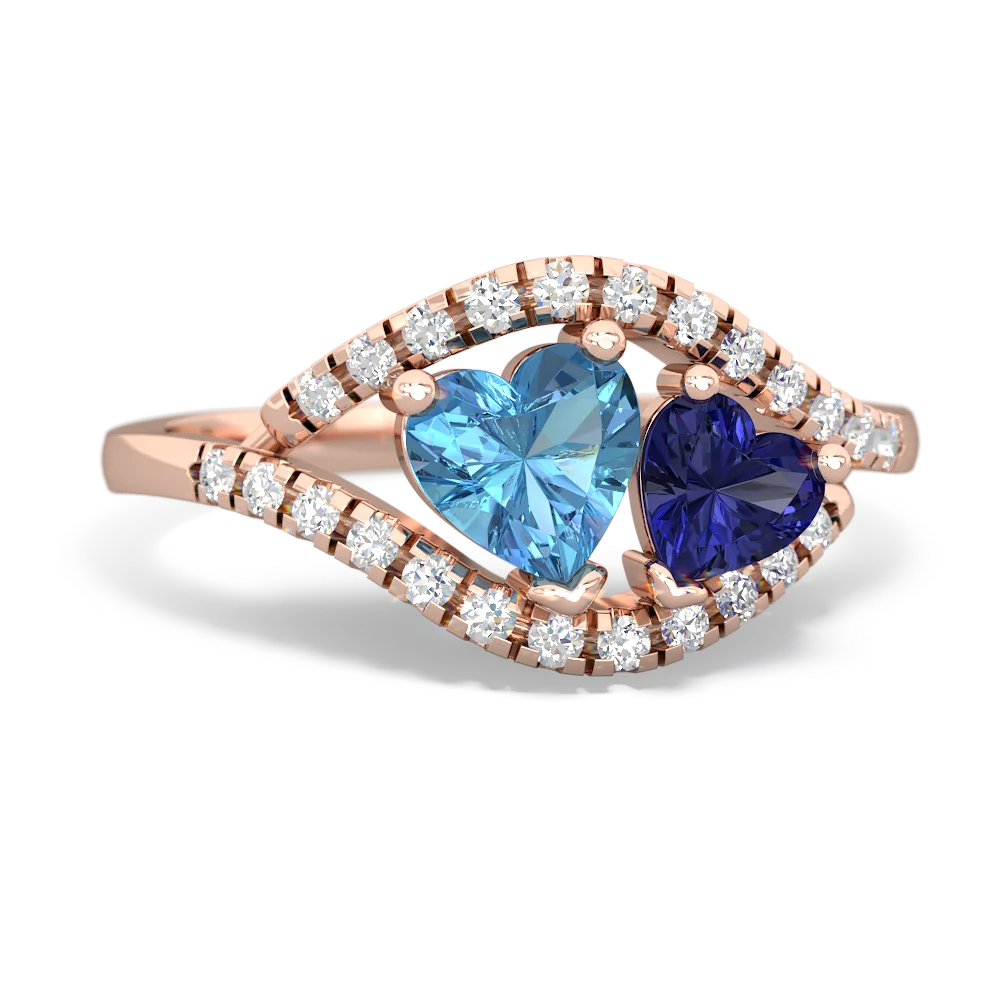 Blue Topaz Mother And Child 14K Rose Gold ring R3010