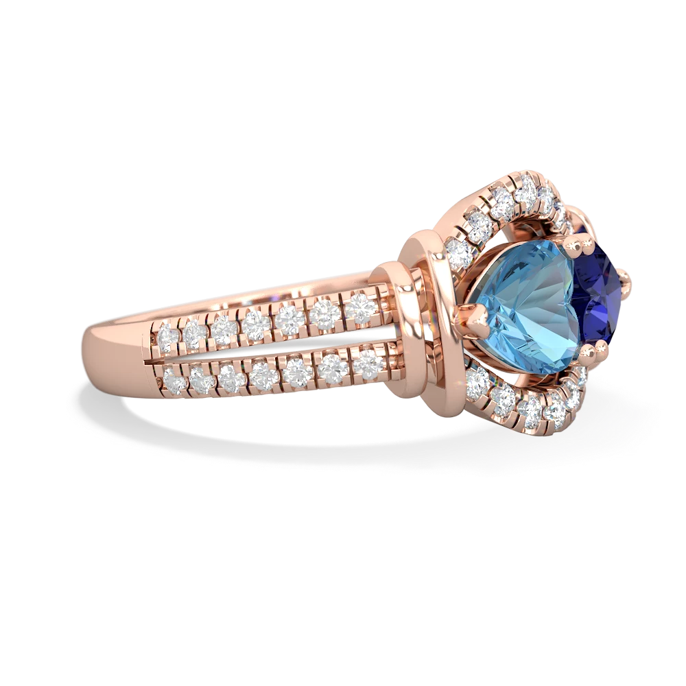 Blue Topaz Art-Deco Keepsake 14K Rose Gold ring R5630