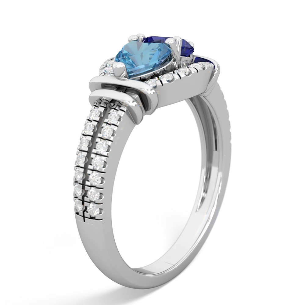 Blue Topaz Art-Deco Keepsake 14K White Gold ring R5630