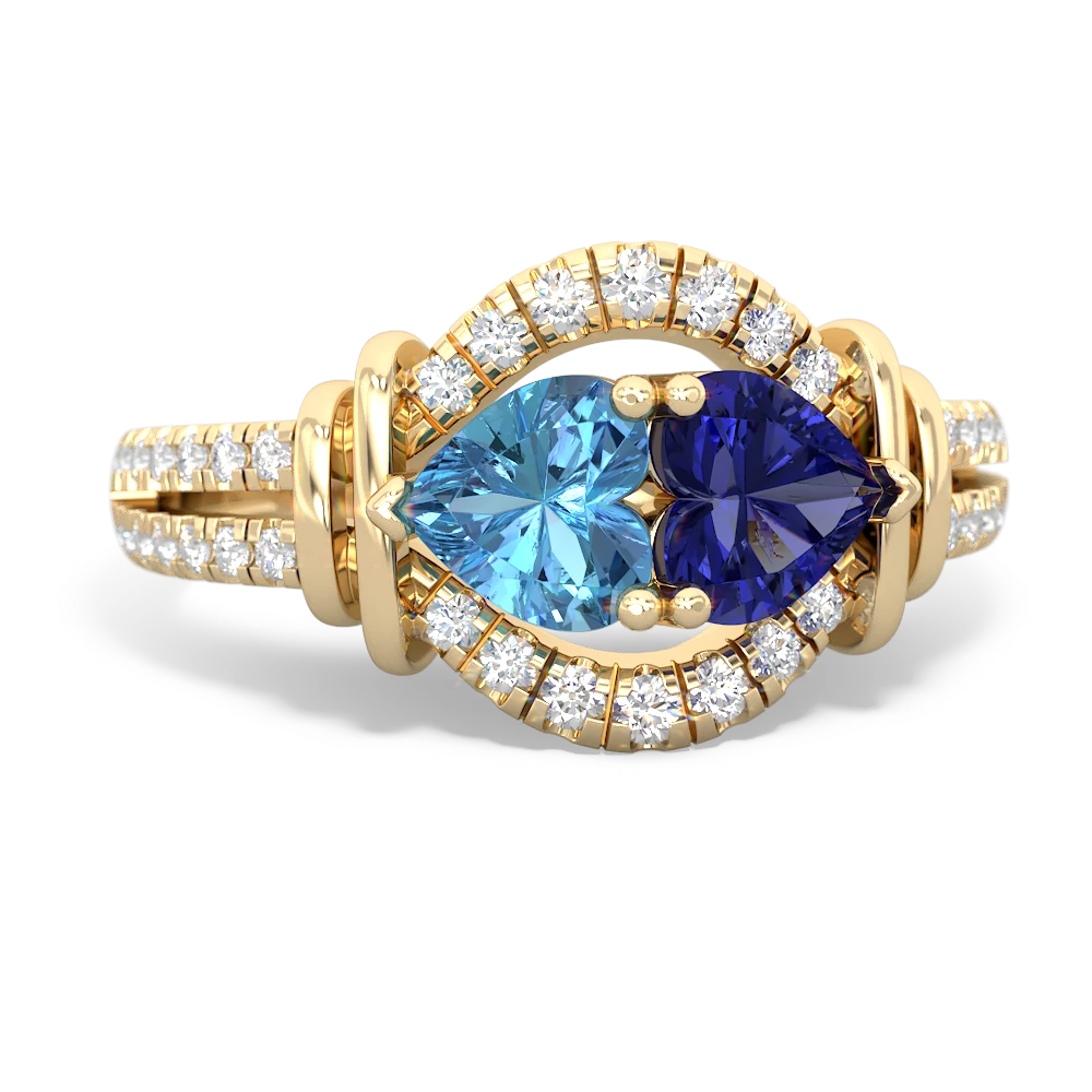 Blue Topaz Art-Deco Keepsake 14K Yellow Gold ring R5630