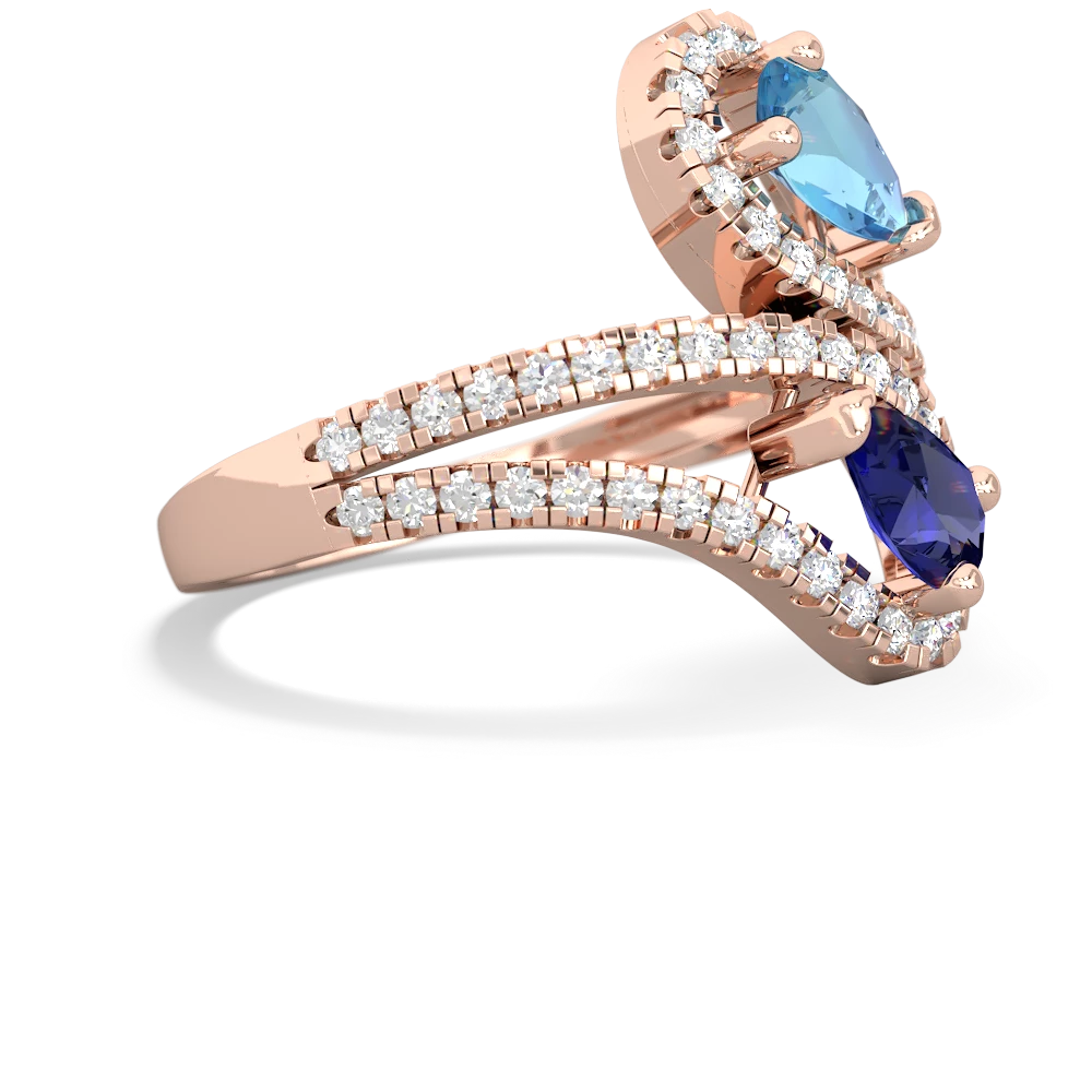 Blue Topaz Diamond Dazzler 14K Rose Gold ring R3000