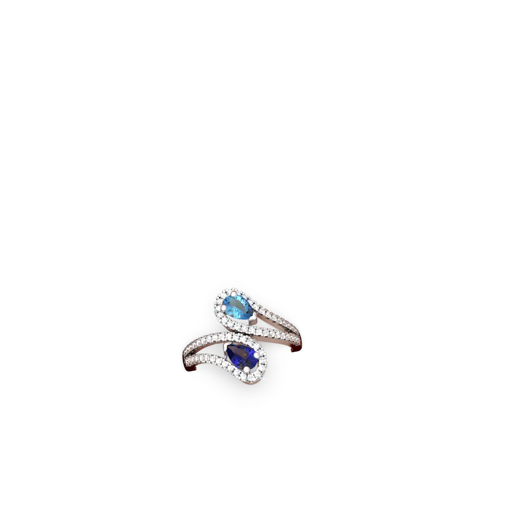 Blue Topaz Diamond Dazzler 14K White Gold ring R3000