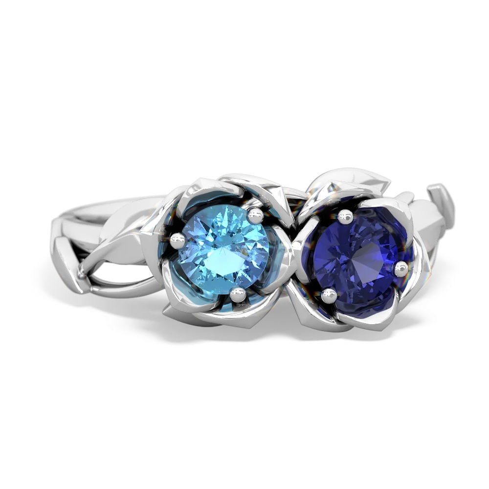 Blue Topaz Rose Garden 14K White Gold ring R5510