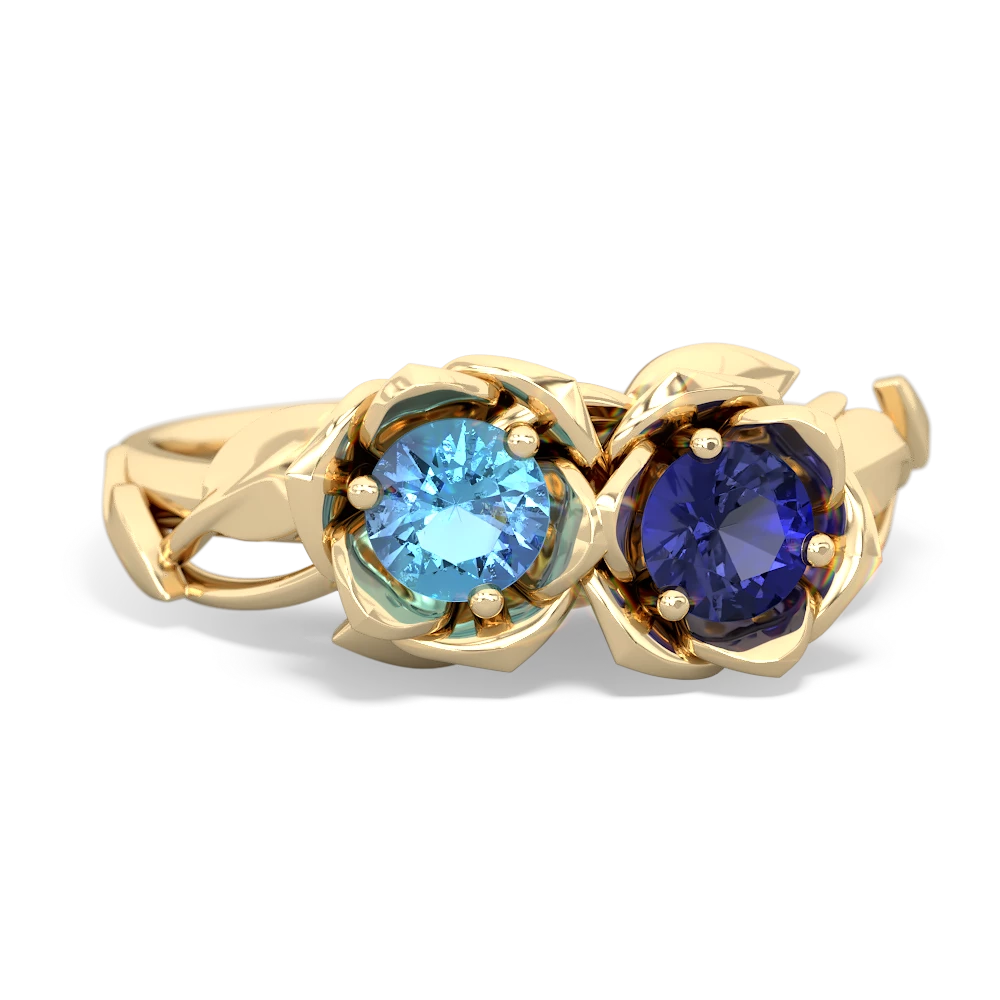 Blue Topaz Rose Garden 14K Yellow Gold ring R5510