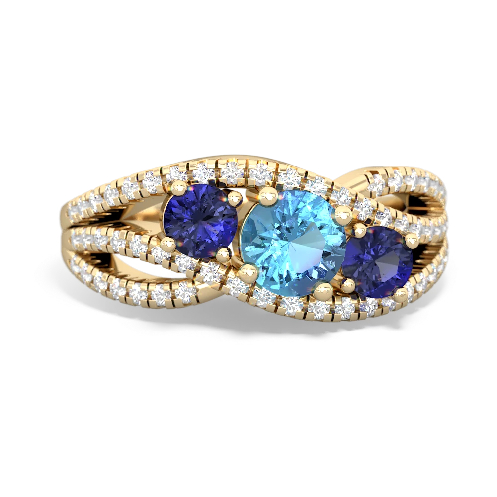 Blue Topaz Three Stone Aurora 14K Yellow Gold ring R3080