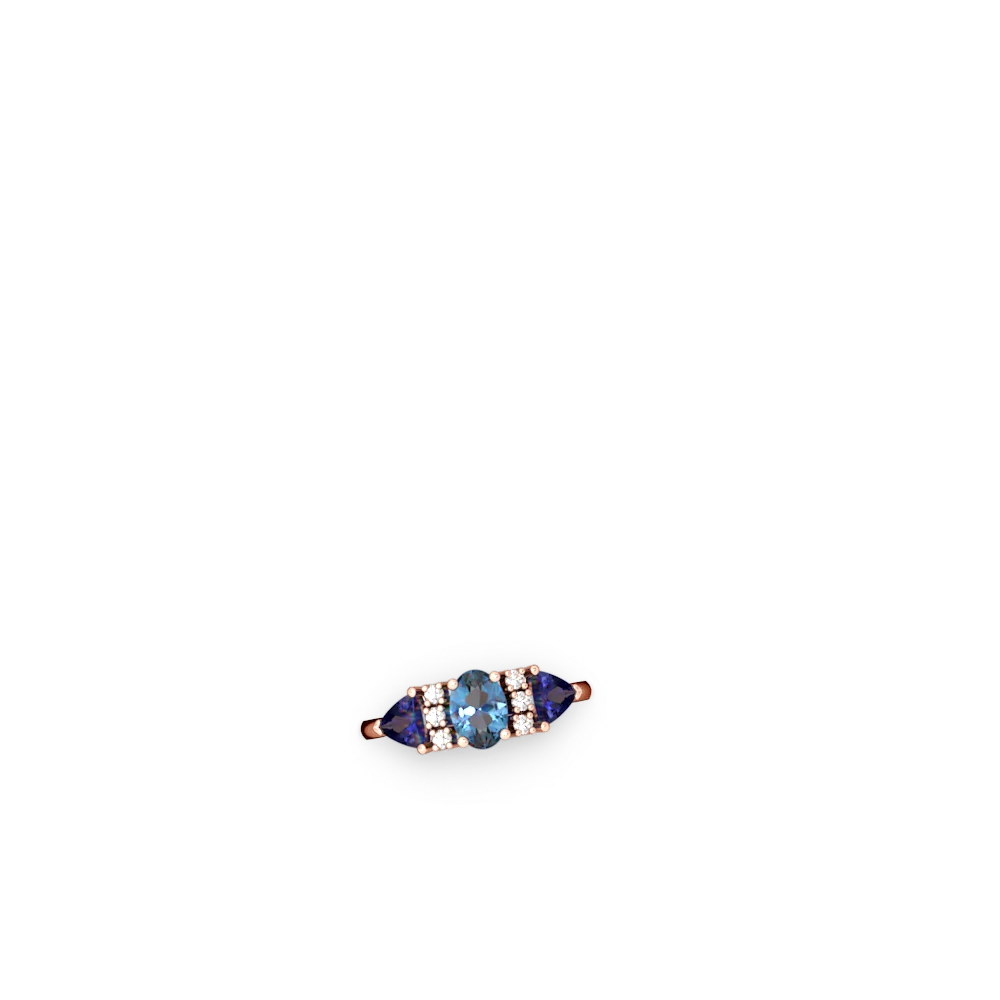 Blue Topaz Antique Style Three Stone 14K Rose Gold ring R2186