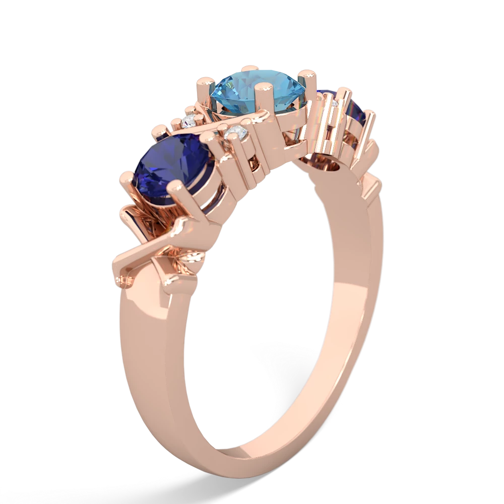 Blue Topaz Hugs And Kisses 14K Rose Gold ring R5016