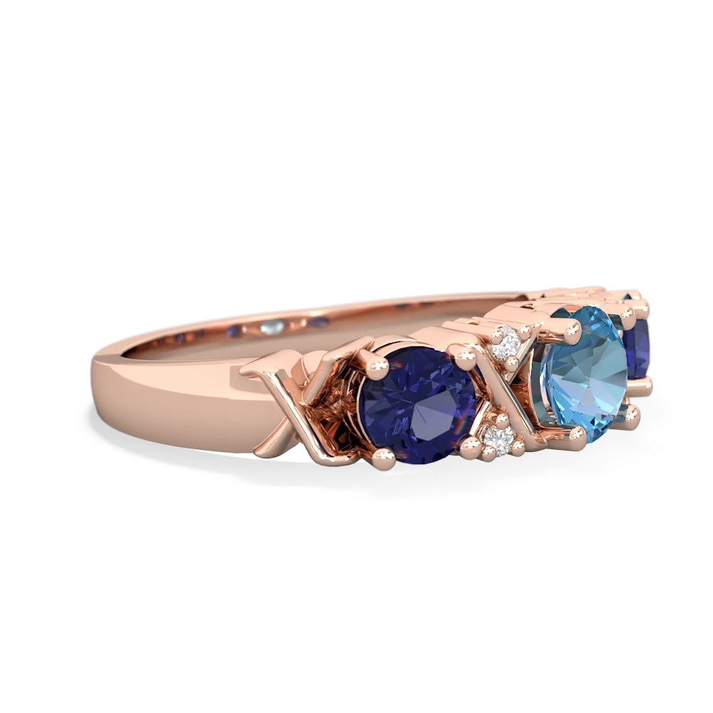 Blue Topaz Hugs And Kisses 14K Rose Gold ring R5016