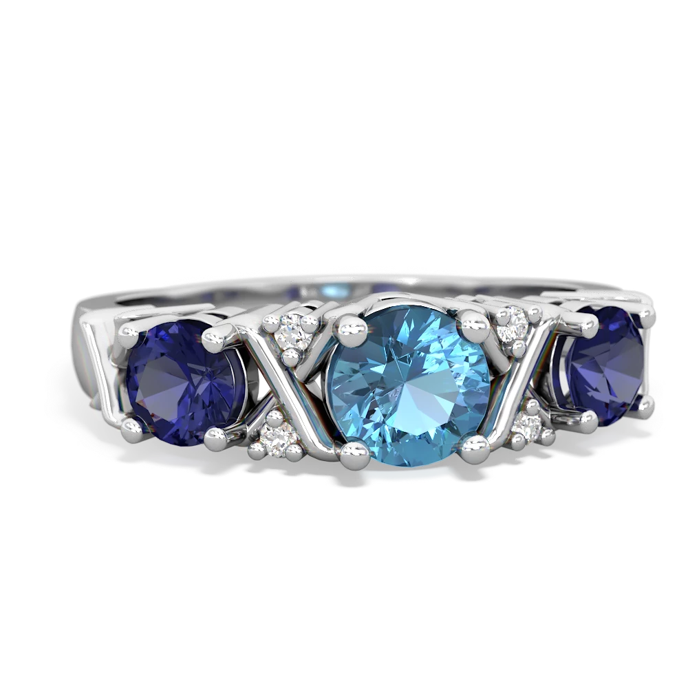 Blue Topaz Hugs And Kisses 14K White Gold ring R5016