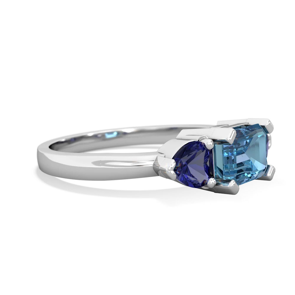 Blue Topaz Three Stone 14K White Gold ring R5235