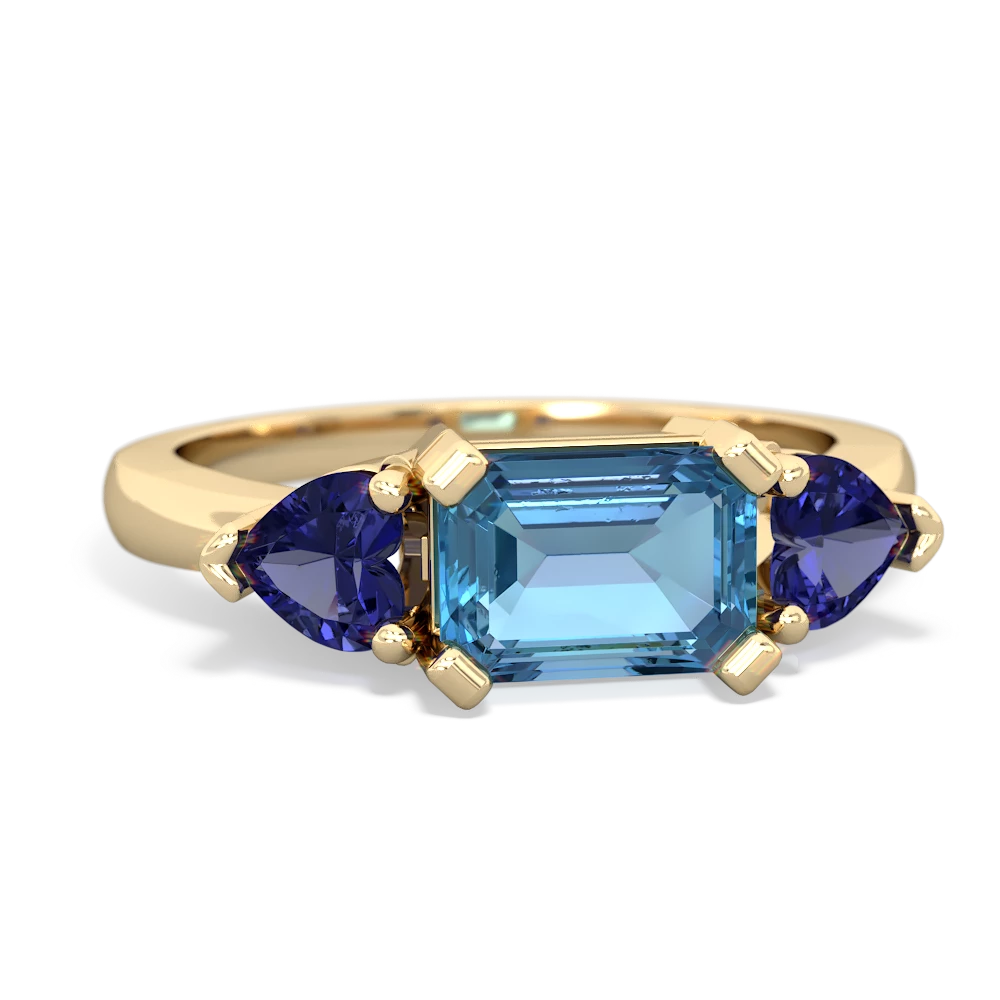 Blue Topaz Three Stone 14K Yellow Gold ring R5235