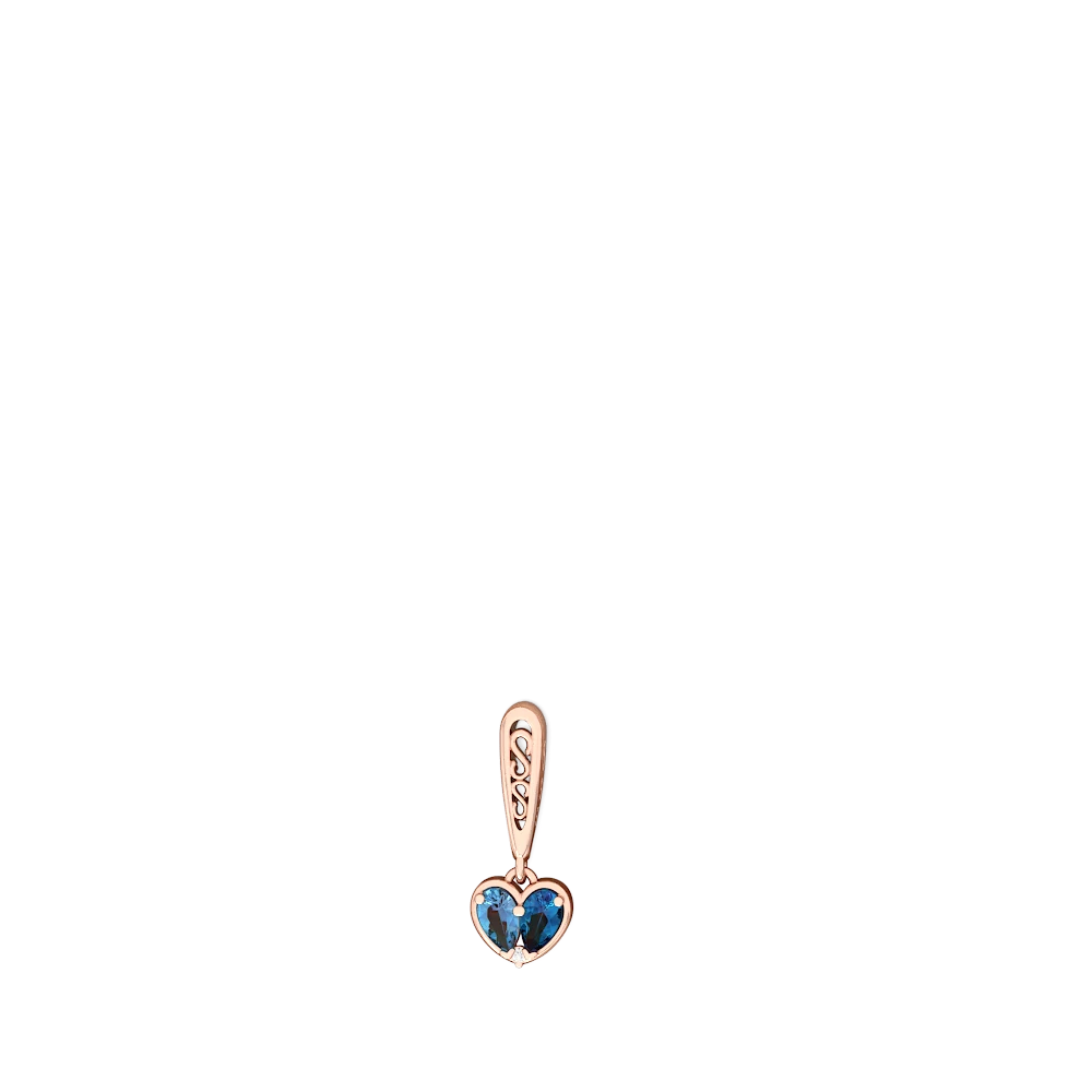 Blue Topaz Filligree Heart 14K Rose Gold earrings E5070