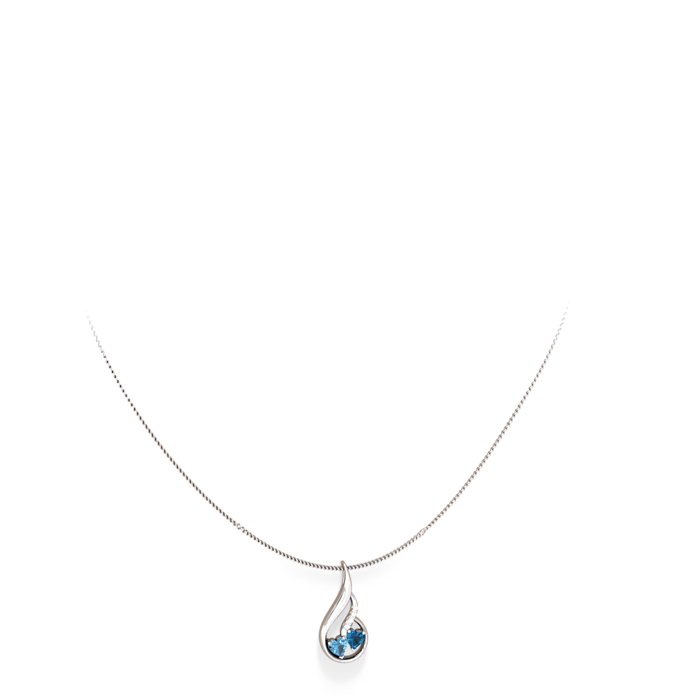 Blue Topaz Keepsake Curves 14K White Gold pendant P5450