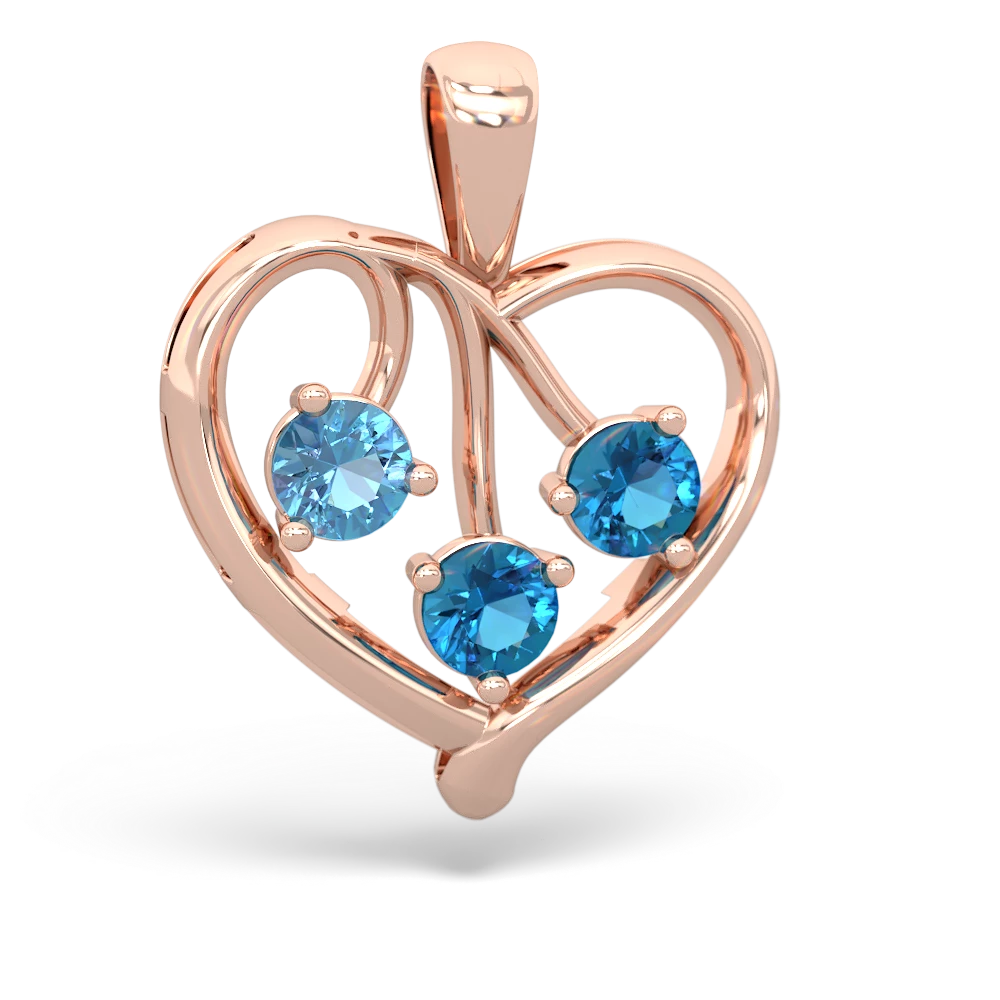 Blue Topaz Glowing Heart 14K Rose Gold pendant P2233