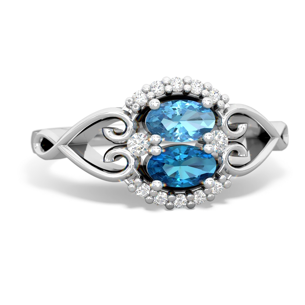 Blue Topaz Love Nest 14K White Gold ring R5860